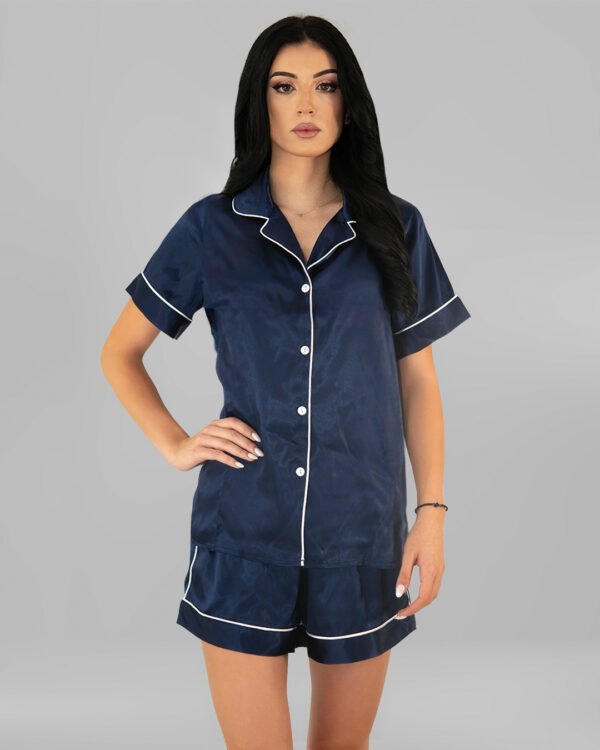 Комплект Къса Сатенена Пижама – Тъмносиньо – „Midnight“