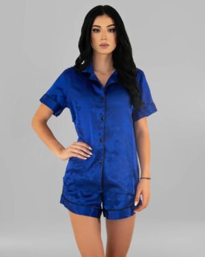 Комплект Къса Сатенена Пижама – Синя – „Dory“